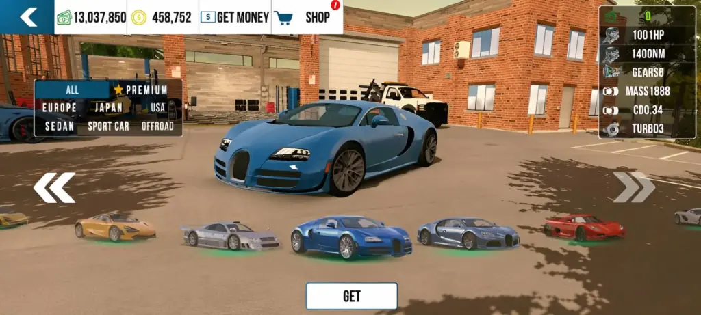 Bugatti Veyron in car parking multiplayer
