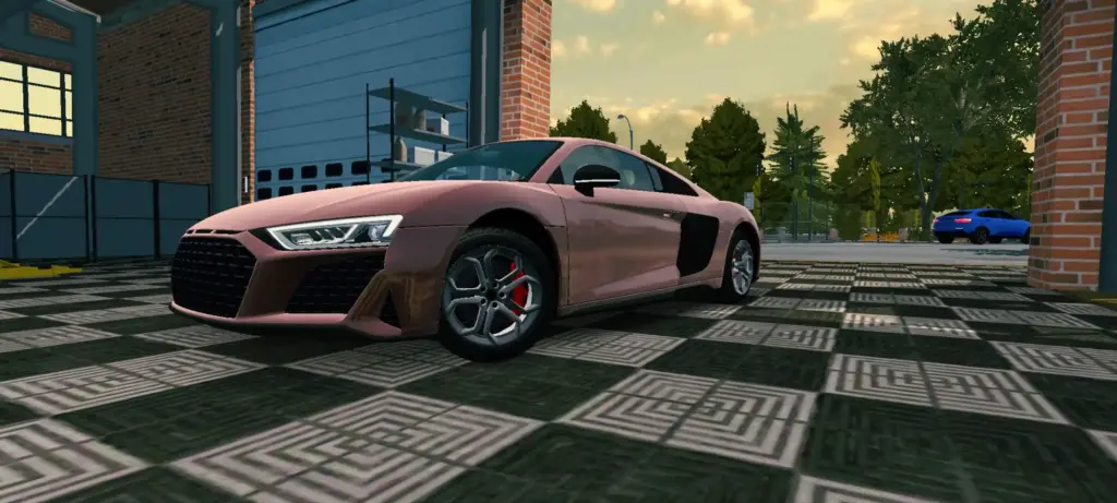 Car having purple taupe color in car parking multiplayer.